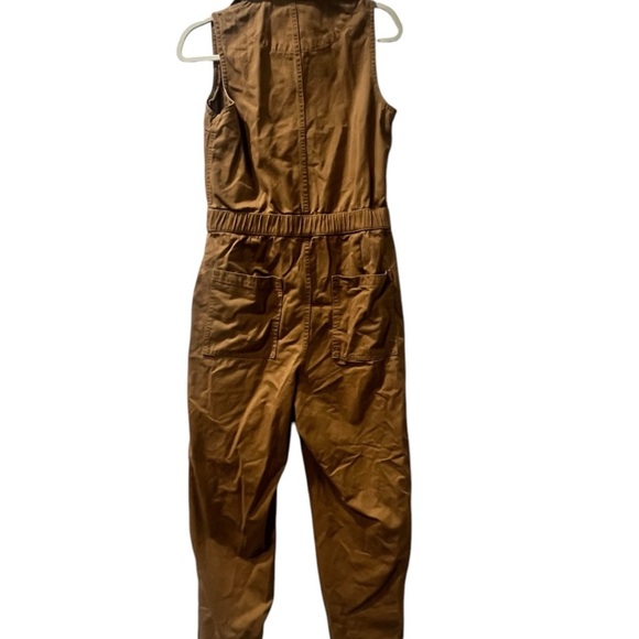 GAP Sleeveless Dark Camel Zip Front Jumpsuit 6 - Picture 3 of 5